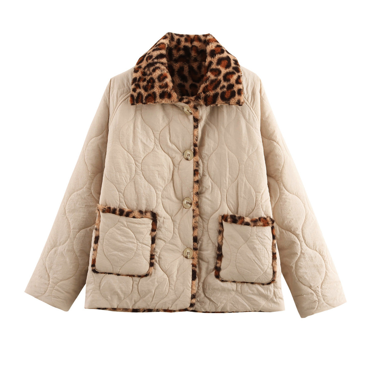 Autumn Winter Women Wear Quilted Cotton Collared Cotton Coat Jacket Women Two Ways Wearing