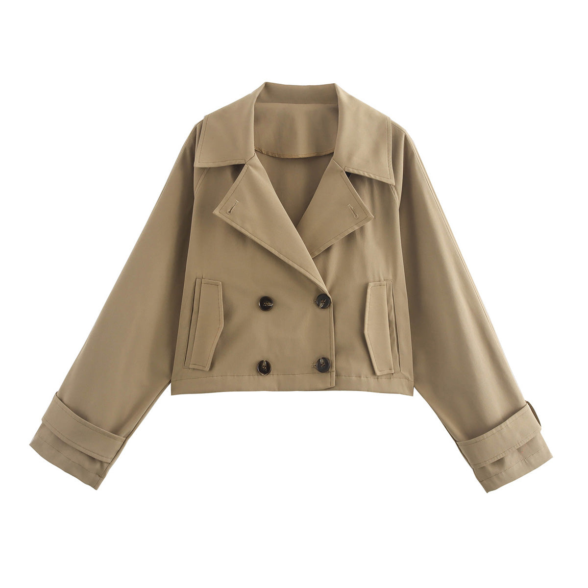 Fall Women Clothing Simple Trench Coat Short Jacket