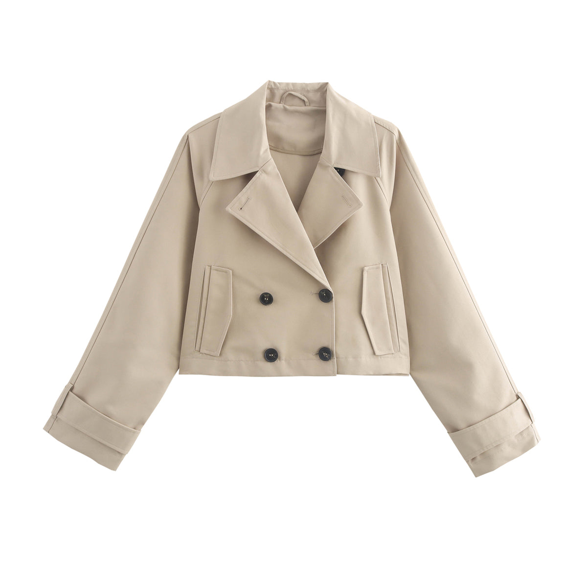 Fall Women Clothing Simple Trench Coat Short Jacket