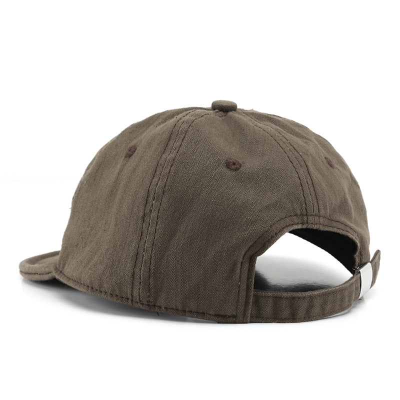 Trend Solid Color Light Board Good Washed Short Brim Baseball Cap Street Women Sun Protection Sun Hat Male Baseball Cap One Size Coffee