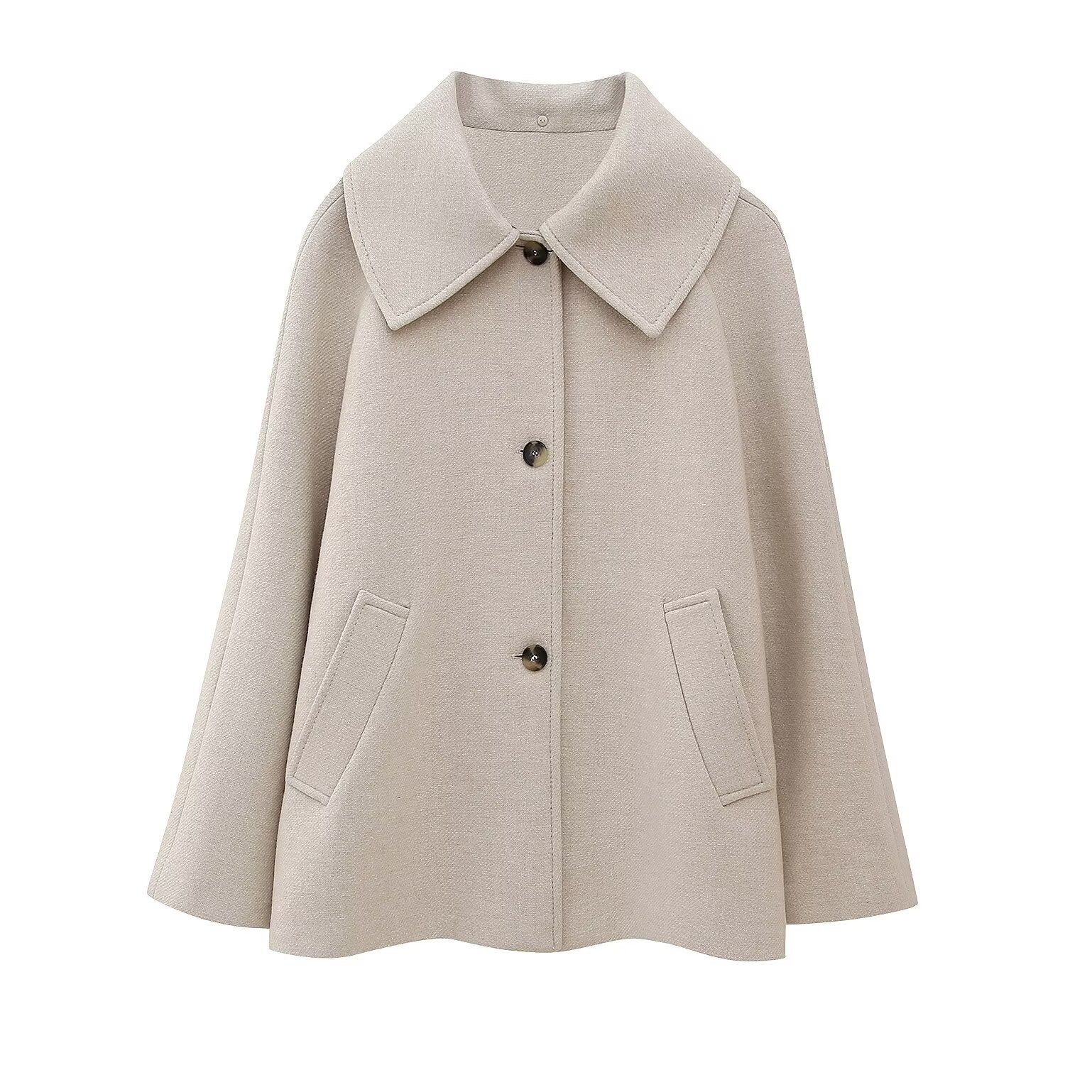 Blended Coat Detachable Fur Collar Casual Office Autumn Winter Women Coat