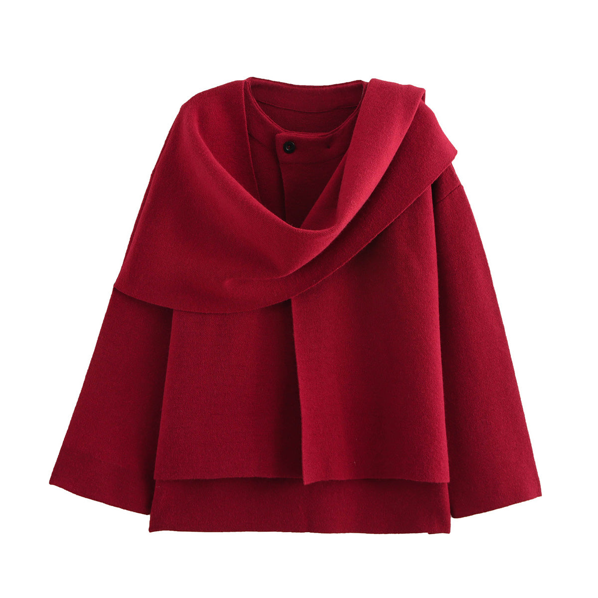 Women Clothing Asymmetric Scarf Short Knitted Coat