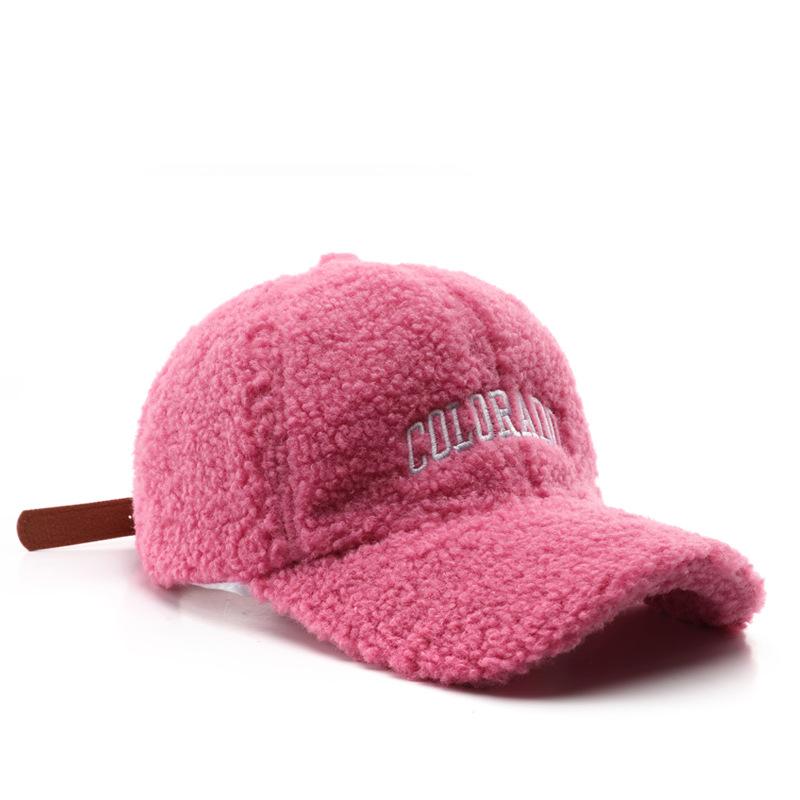 Hat Women Autumn Winter Personalized Retro Alphabet Embroidered Peaked Cap Outdoor Travel Cold Proof Warm Sun Proof Male Baseball Cap One Size Pink