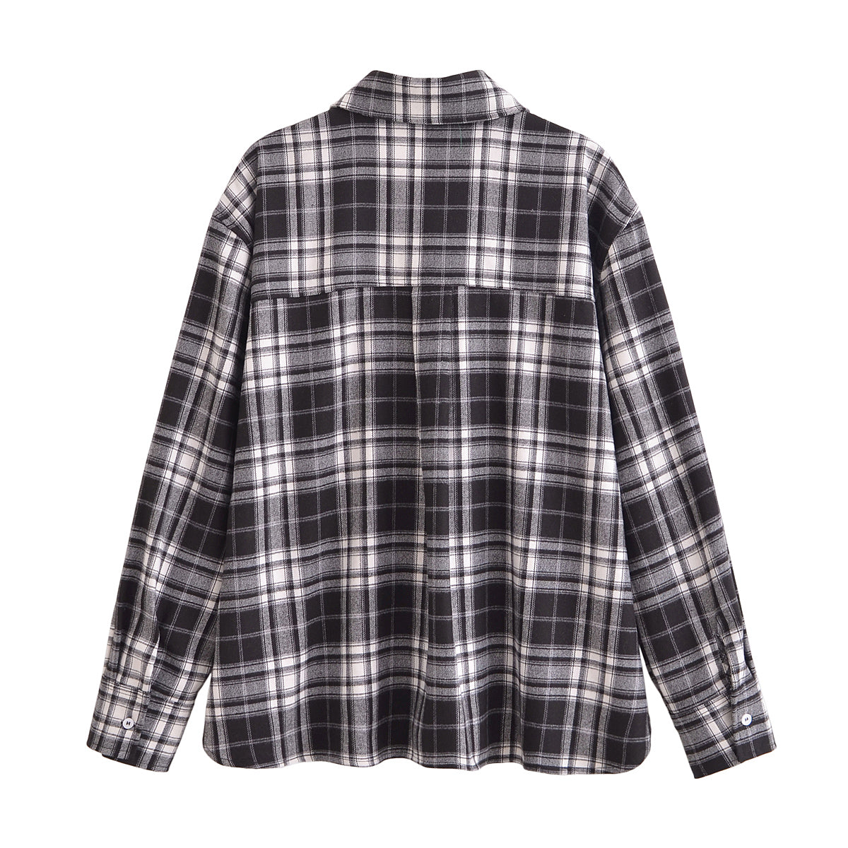 Women All Match Casual Plaid Long Sleeve Collared Shirt Sets