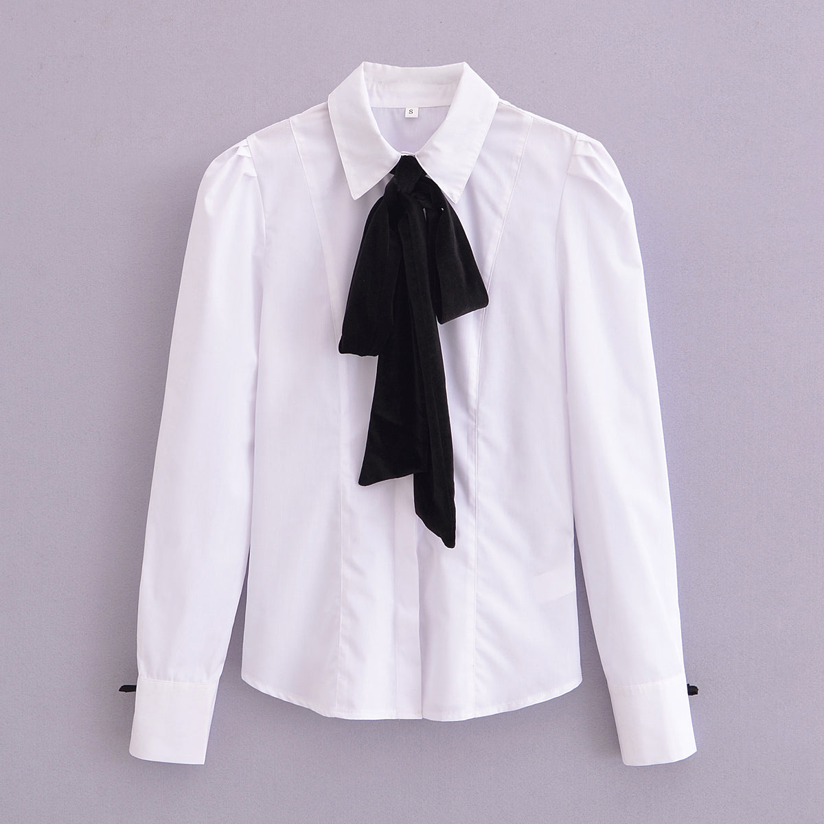 Winter Women Clothing Velvet Bowknot Decoration Office Shirt