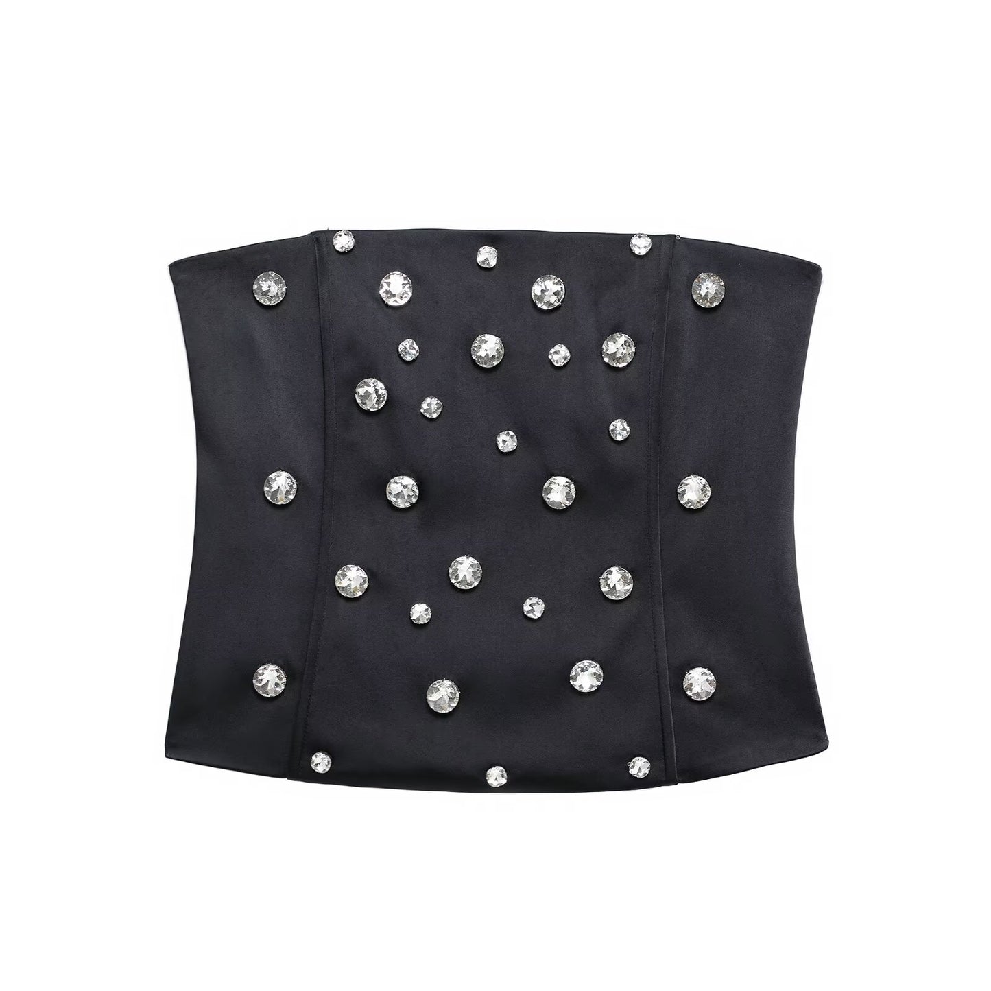 Winter Women Sexy Jewelry Corset Top Black