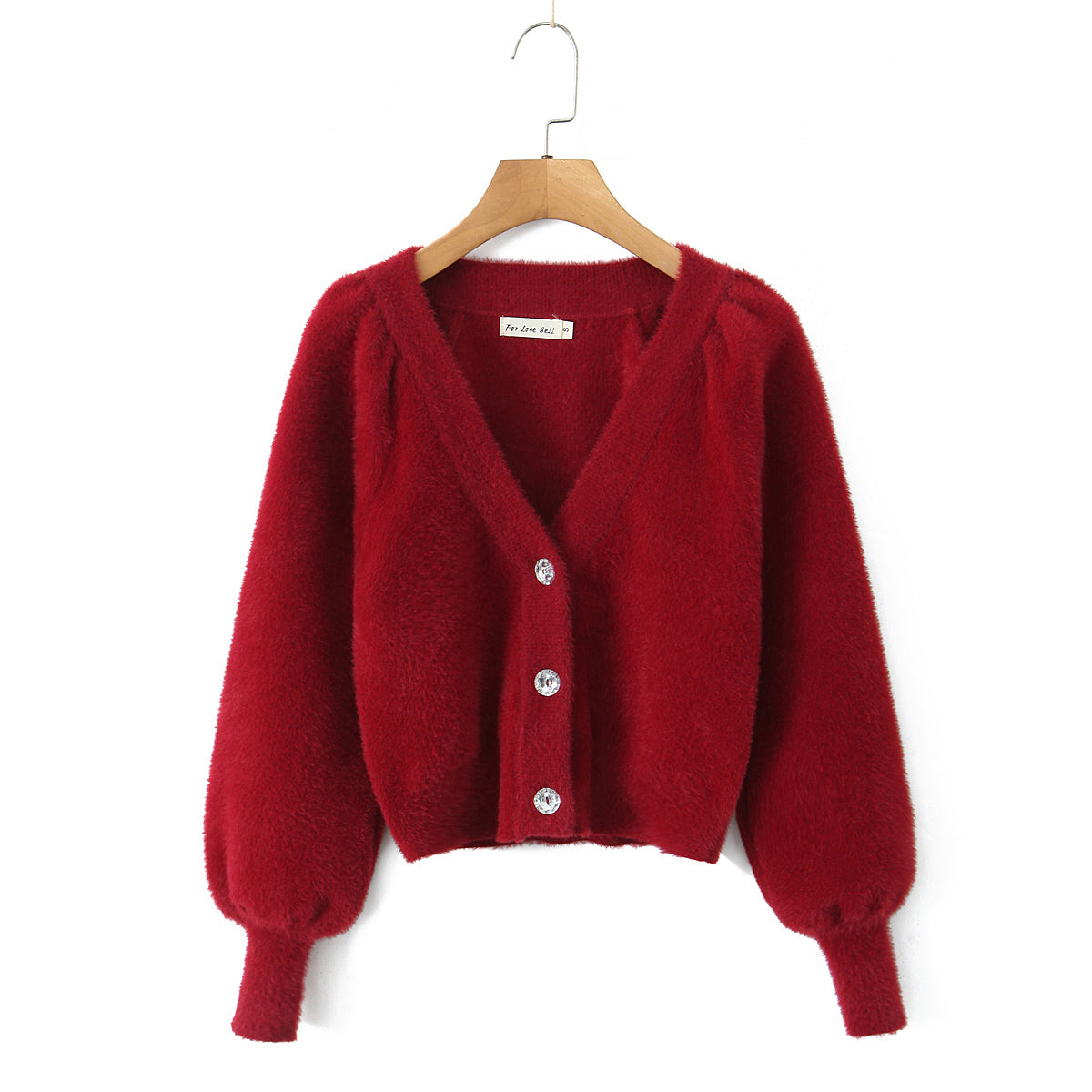 Women Clothing Christmas Red Year Mohair Suspender Shorts Cardigan Sets