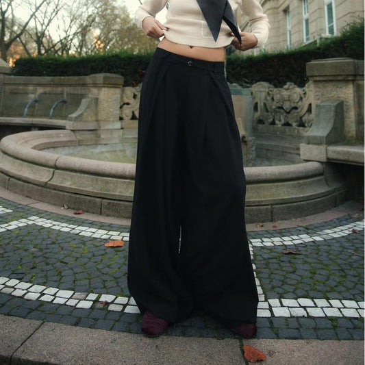 Street Thin Belt Casual Wide Leg Pants Spring