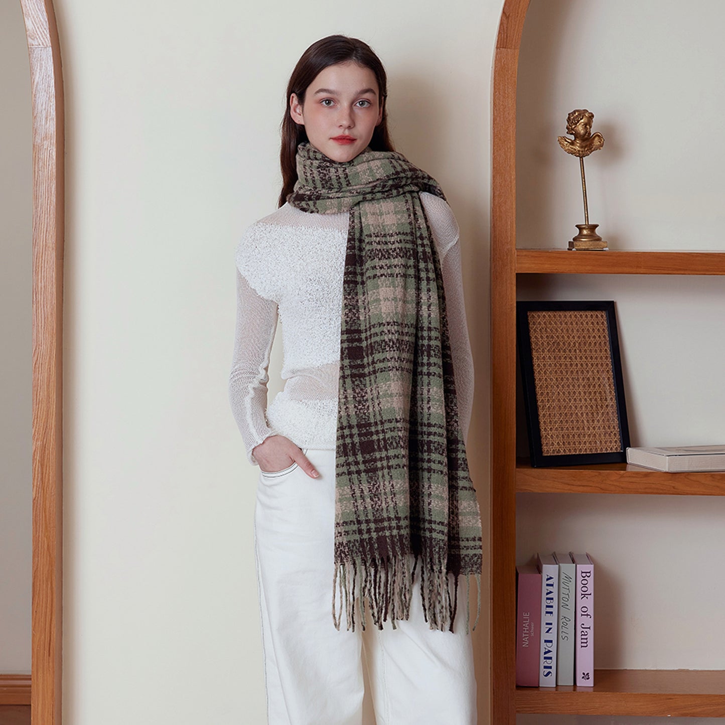 Korean British Cashmere like Vintage Plaid Scarf Winter Women Warm Shawl Shawl Scarf