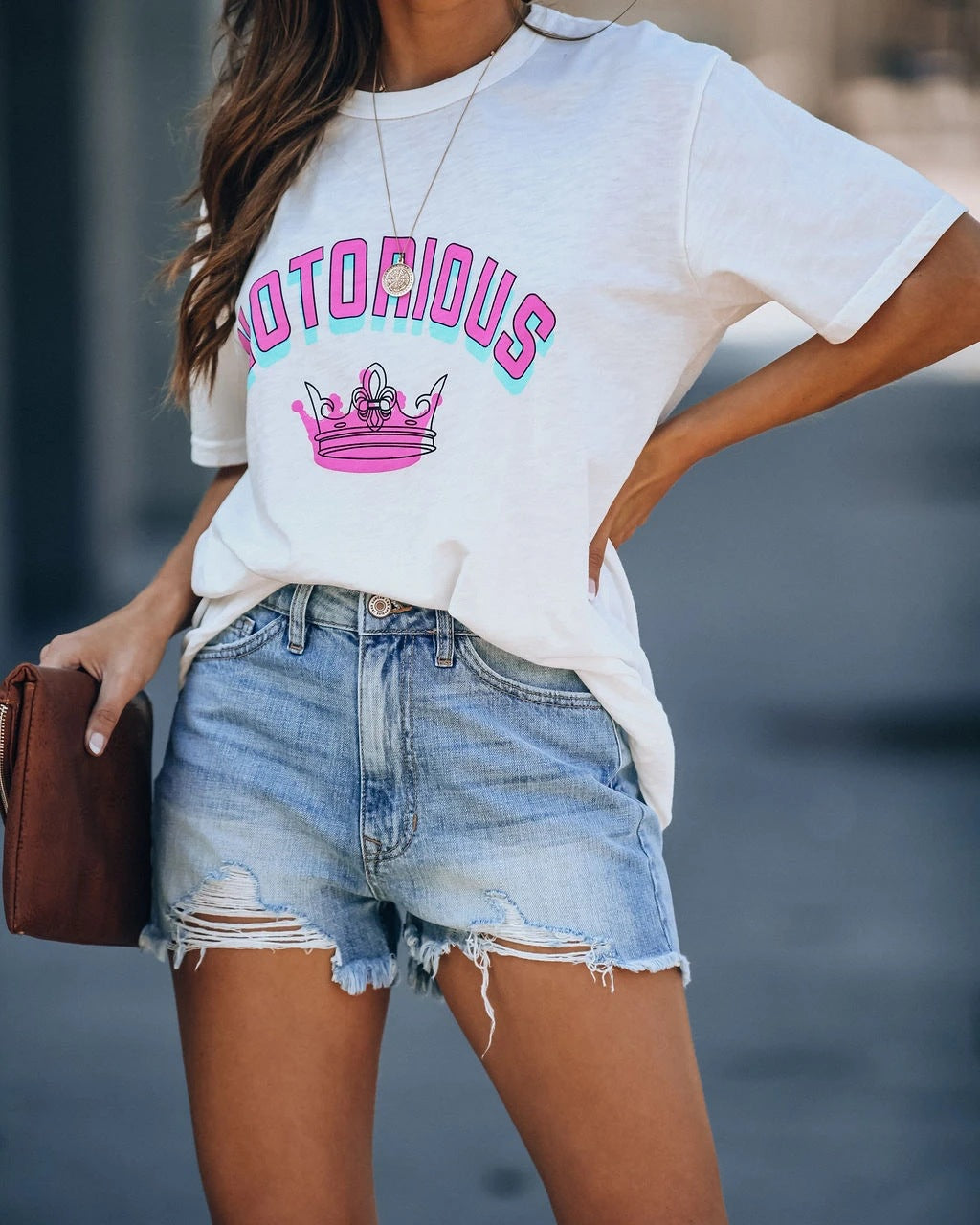 Summer Crown Letters Printed Sweet Casual Short Sleeve T-shirt