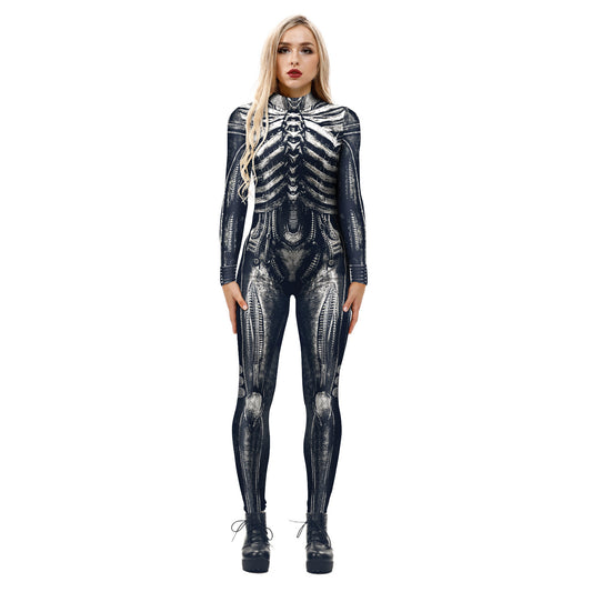 Skeleton Digital Printing Jumpsuit Halloween Cosplay Clothes Products Cos Costume Women