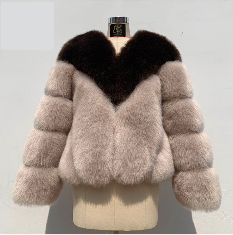 Fur Fur Coat Women Autumn Winter New Color Matching Faux Fur Fur Coat Women Coffee Rice Camel