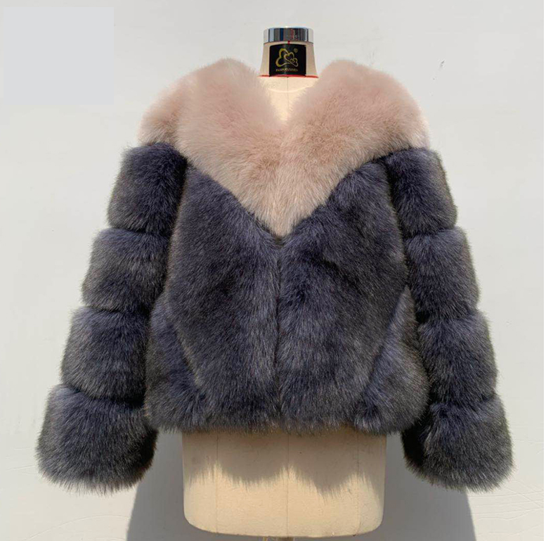 Fur Fur Coat Women Autumn Winter New Color Matching Faux Fur Fur Coat Women Beige Camel Dark Gray