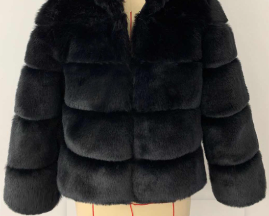 Faux Fur Coat Women Warm Slim Fit Leather Fur Coat Plus Size Black