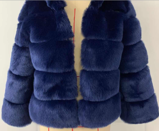 Faux Fur Coat Women Warm Slim Fit Leather Fur Coat Plus Size Purplish blue