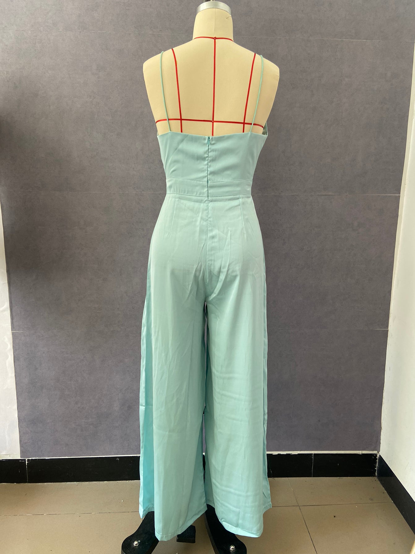 Sling Waist Straight Mop Floor Minimalist Jumpsuit Spring Summer