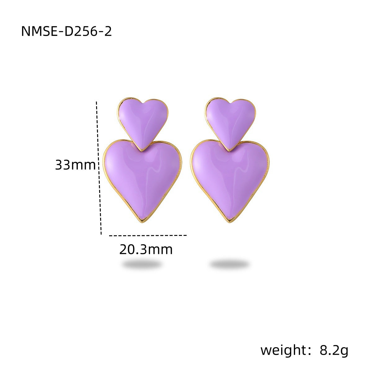 Stainless Steel Dripping Love Heart Earrings Vacuum Gold Plated Earrings One Size NMSE-D256-2