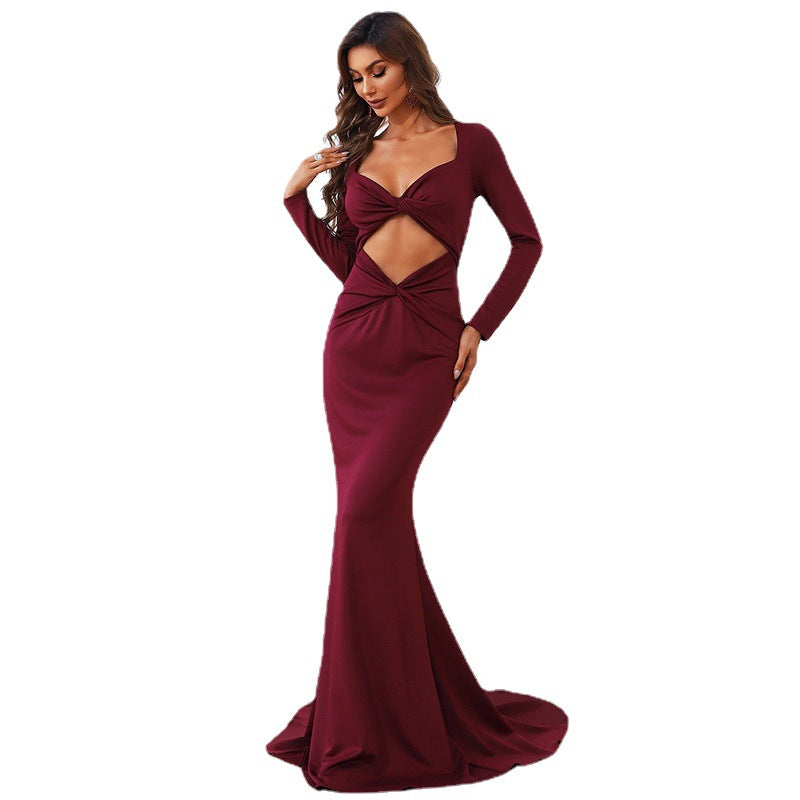 Dress Women Banquet Elegant Wedding Long Sleeve Small Trailing Ball Party Evening Dress Dress