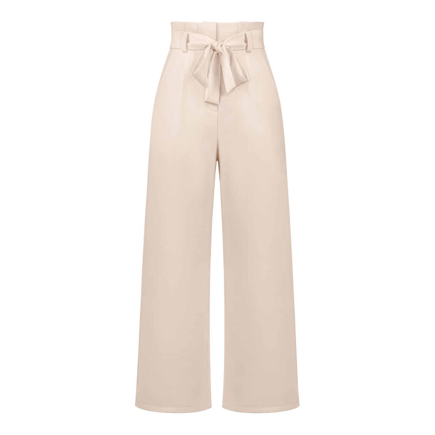 Work Pant Casual All Matching Wide Leg Trousers Belt Commuting Pants Summer Beige-Apricot