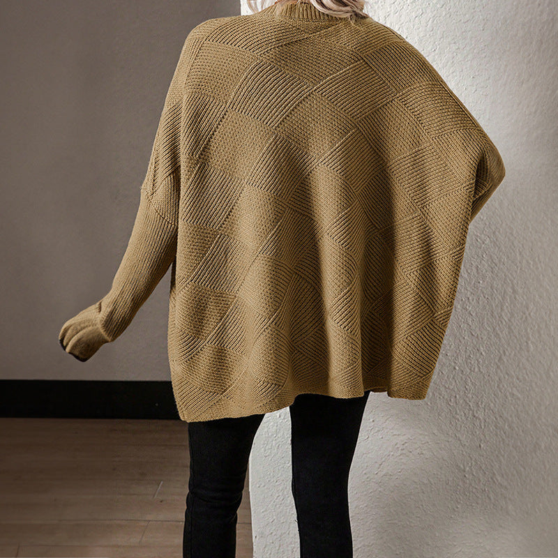 Loose Oversize Pullover Women Spring Solid Color Long Sleeve Knitted Textured Women Sweater