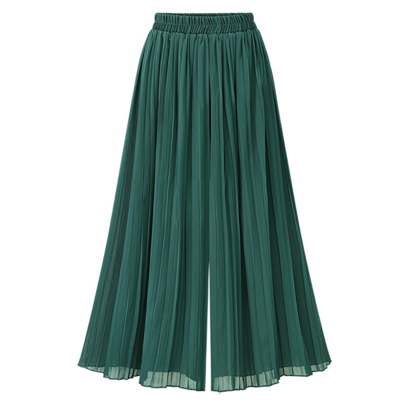 Summer Casual Solid Color Pleated Slightly Flared Wide Leg Pants for Women