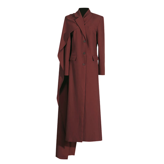 Simple Coat for Women Autumn Elegant Comfort Casual Slim Fit Polo Collar Solid Color Long Trench Coat