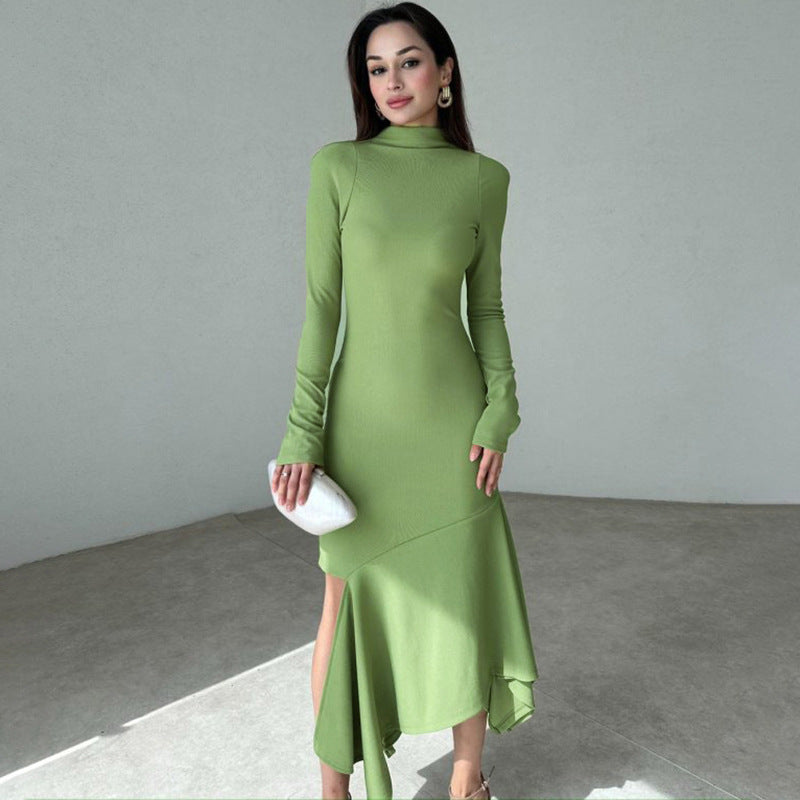 Women Elegant Elegant Slit Embellished Solid Color Length Dress