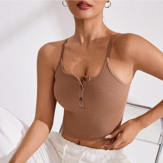 Sexy Nightclub Women Slim Fit Short Button Tight Top Summer Bottoming Shirt