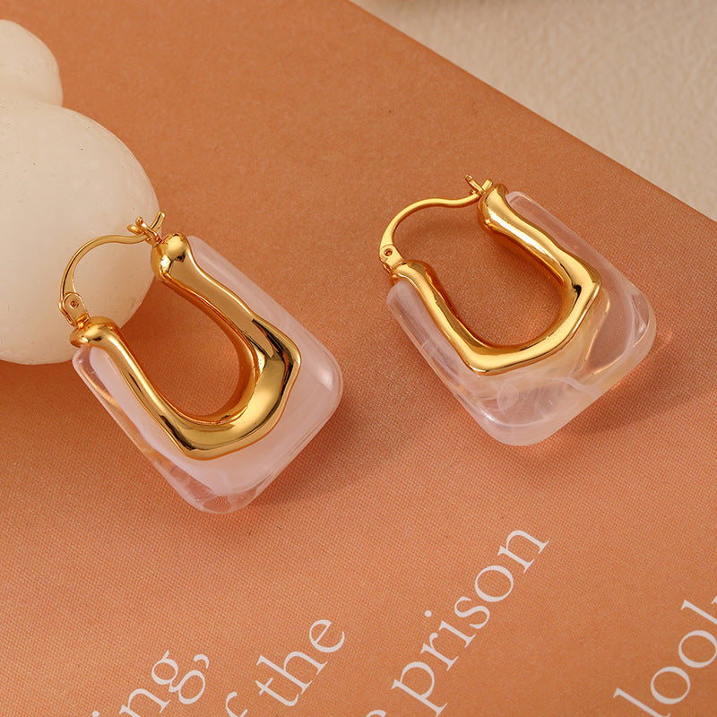 Retro U Shaped Acrylic Earring Eardrop High Sense French Simple Exquisite Ear Clips Earrings Women