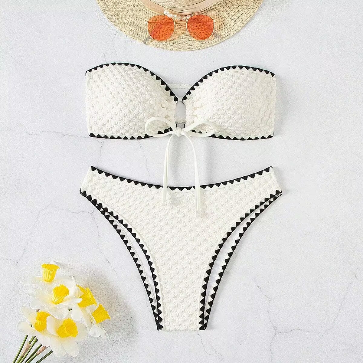 Bikini Swimsuit Sexy Split White Women Swimsuit Bikini Printed Swimming Sets White