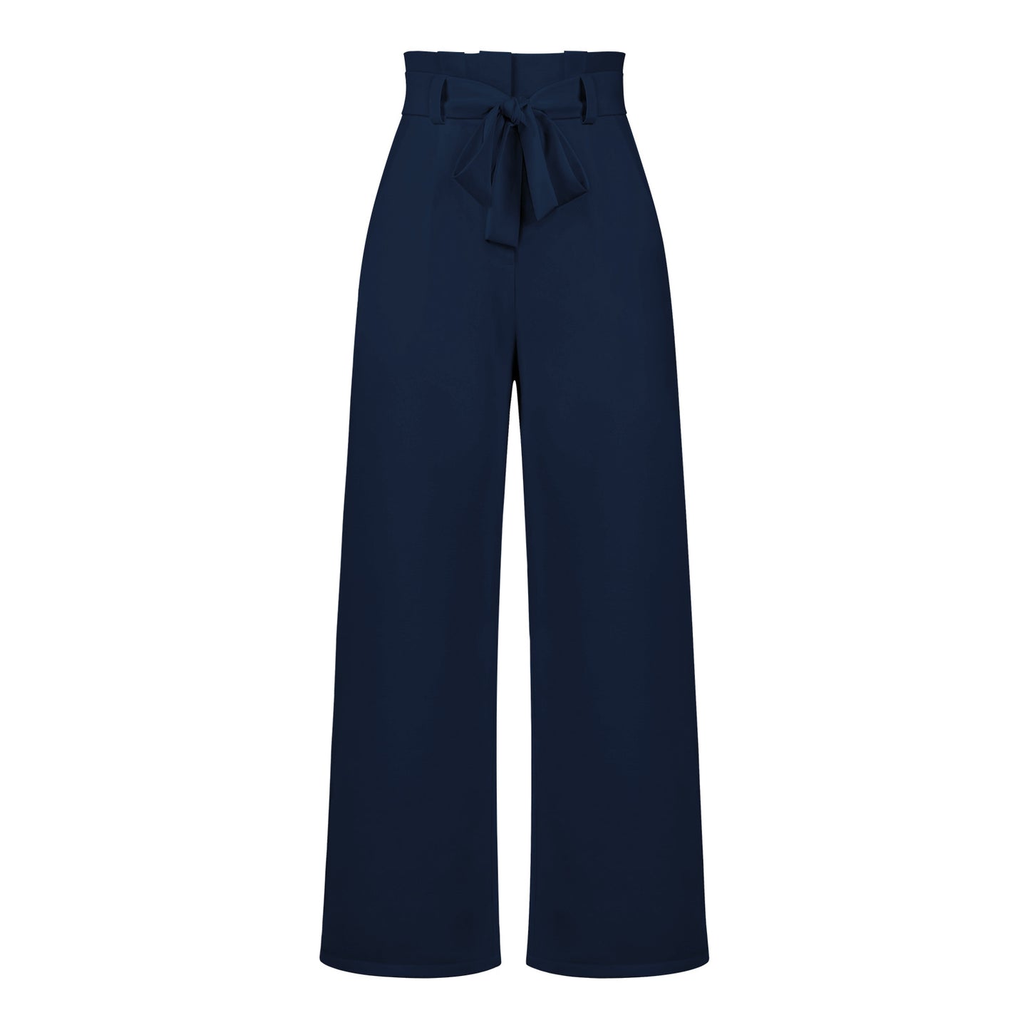 Work Pant Casual All Matching Wide Leg Trousers Belt Commuting Pants Summer Dark Blue