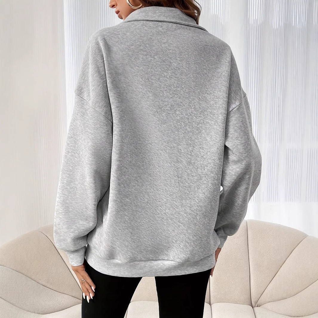 Sweater Autumn Winter Loose Long Sleeve Sweatershirt Half Zipper Sweater