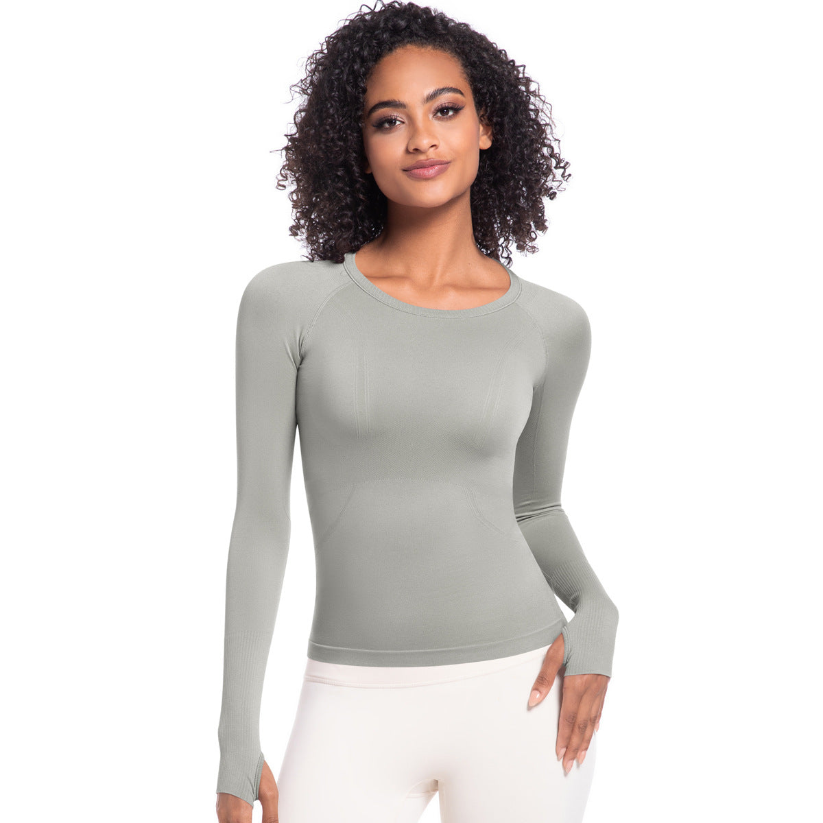 Arrival Women Long Sleeve round Neck Exercise T shirt Running Fitness Top Skin Friendly Slim Breathable Yoga Long Sleeve Gray1