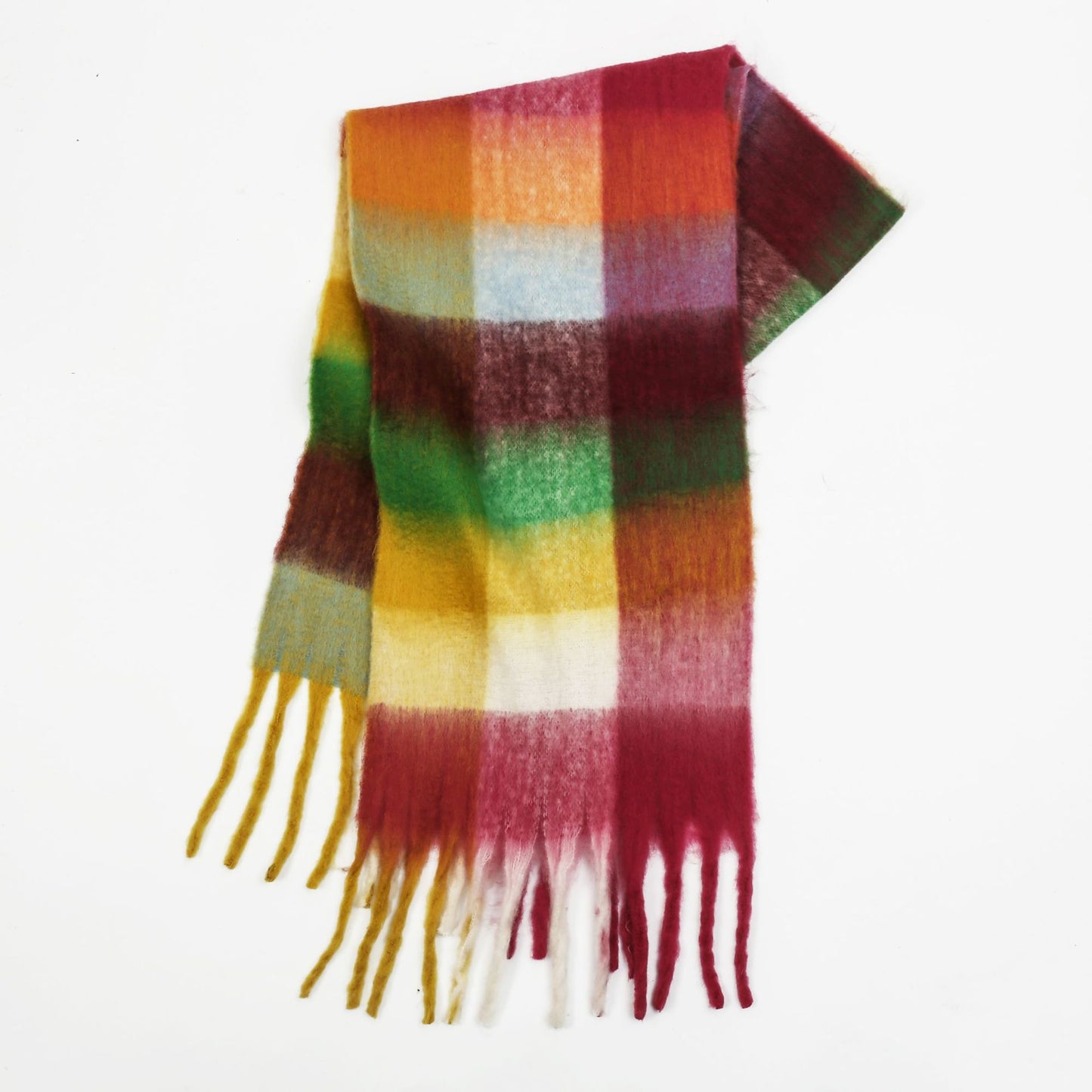 High Grade Color Plaid Scarf Women Winter Warm Scarf Mohair Thickened Scarf Shawl One Size Multi23