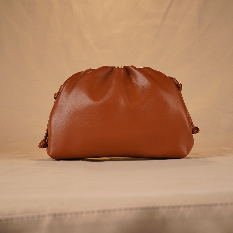 Cloud Bag Women Bag Pleated Dumpling Bag Shoulder Clip Bag Handbag One Size Brown