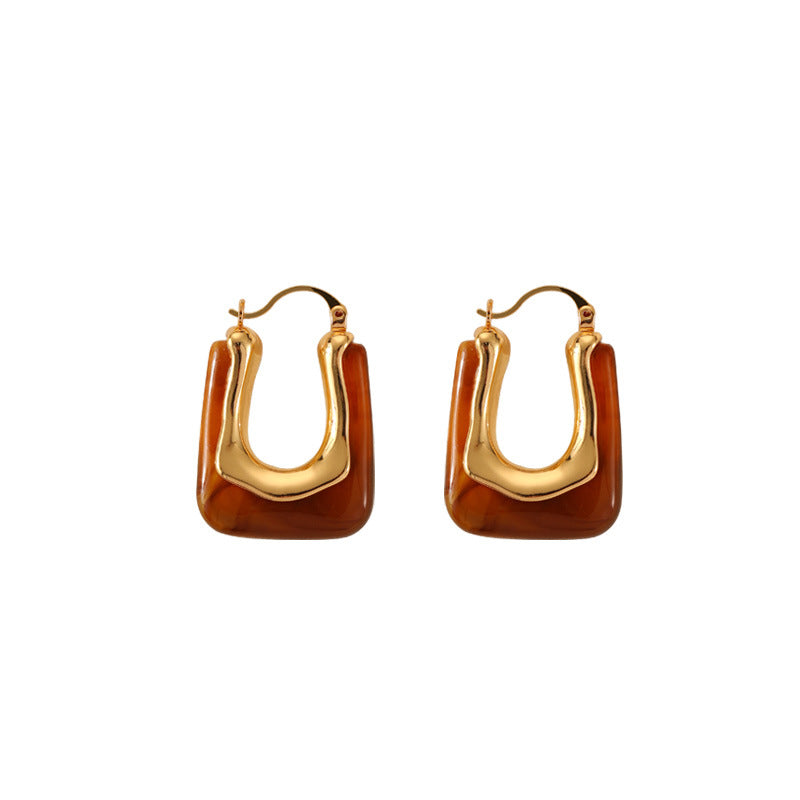 Retro U Shaped Acrylic Earring Eardrop High Sense French Simple Exquisite Ear Clips Earrings Women