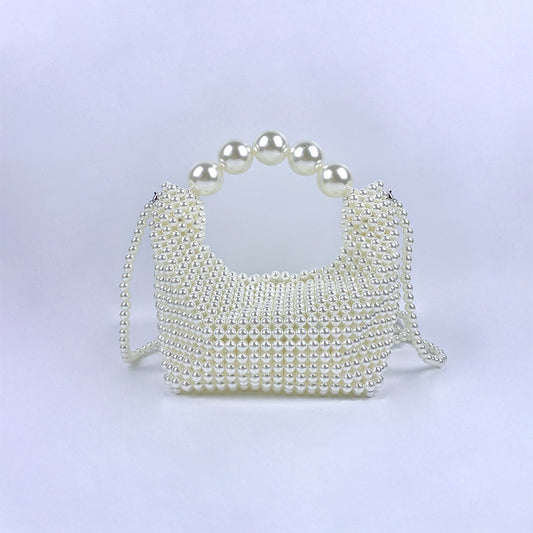 Popular Hand Woven Large Pearl Tote Shoulder Bag Socialite High Grade Dinner Bag