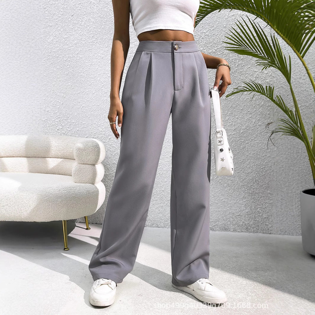 Autumn Winter tailored trousers Women High Waist Drooping Loose Straight Slimming Casual Mop Pants