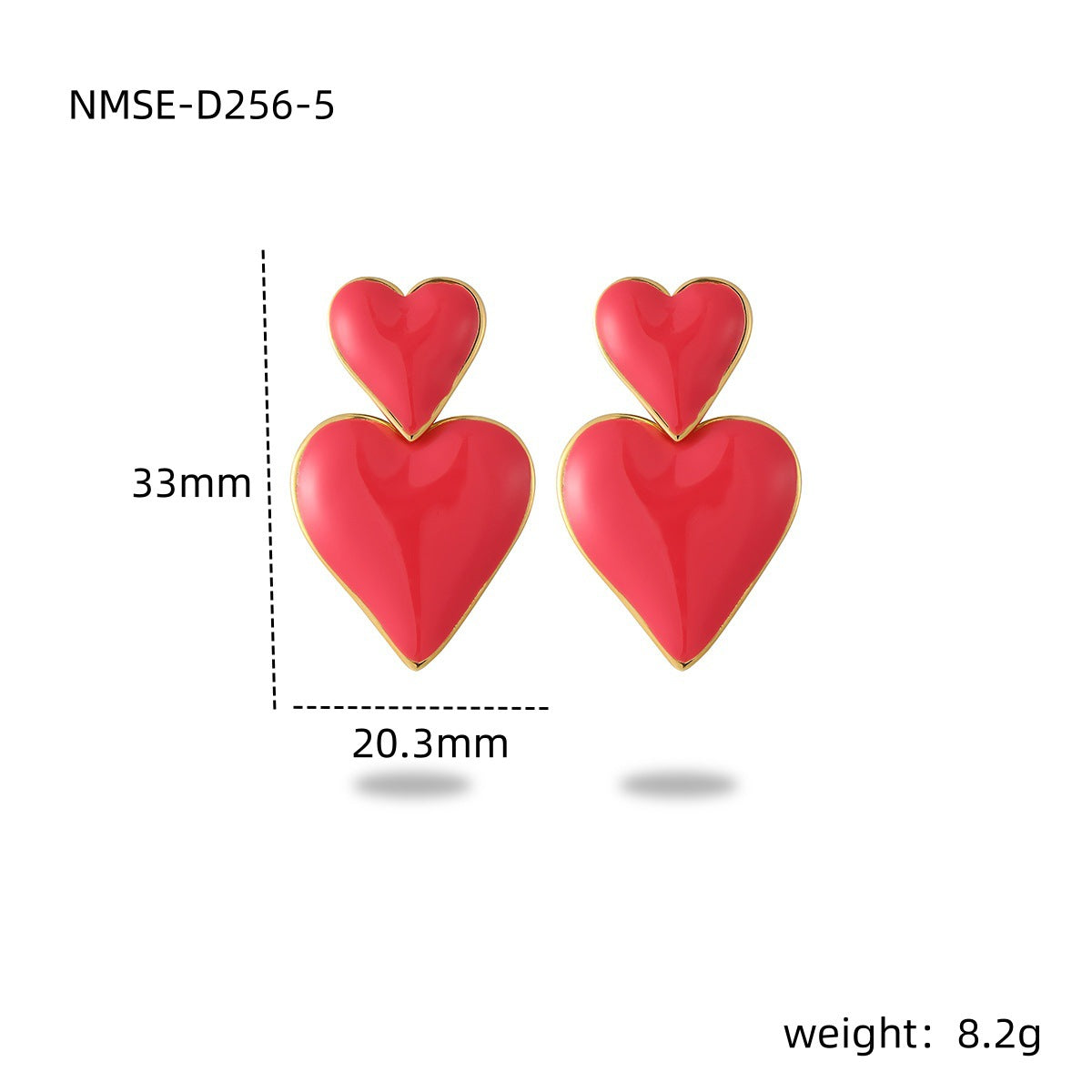 Stainless Steel Dripping Love Heart Earrings Vacuum Gold Plated Earrings One Size NMSE-D256-5