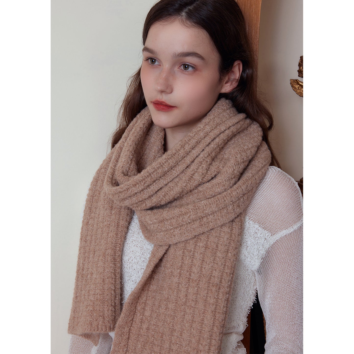 Atmosphere Scarf Autumn Winter High Grade Knitted Wool Scarf Trendy One Size Khaki