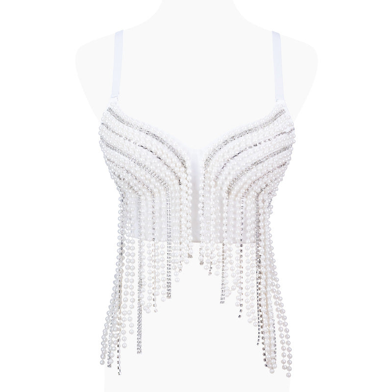 Pearl Diamond Boning Corset Corset Costumes Socialite Gathering Clothing White