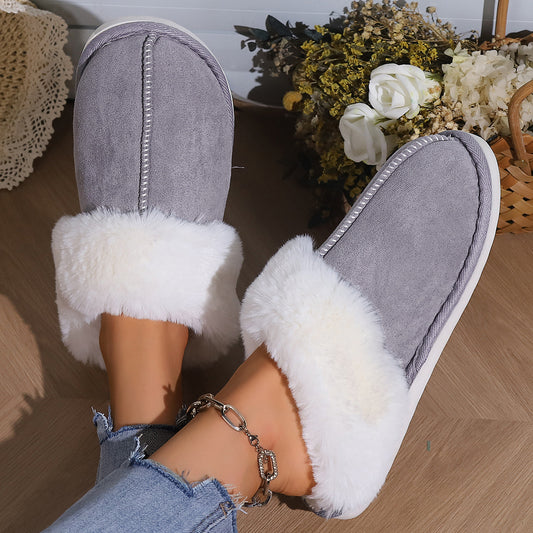 Fluffy Slippers Autumn Winter Warm Slugged Bottom Home Thickened Fleece Slippers Home Indoor Cotton Slippers