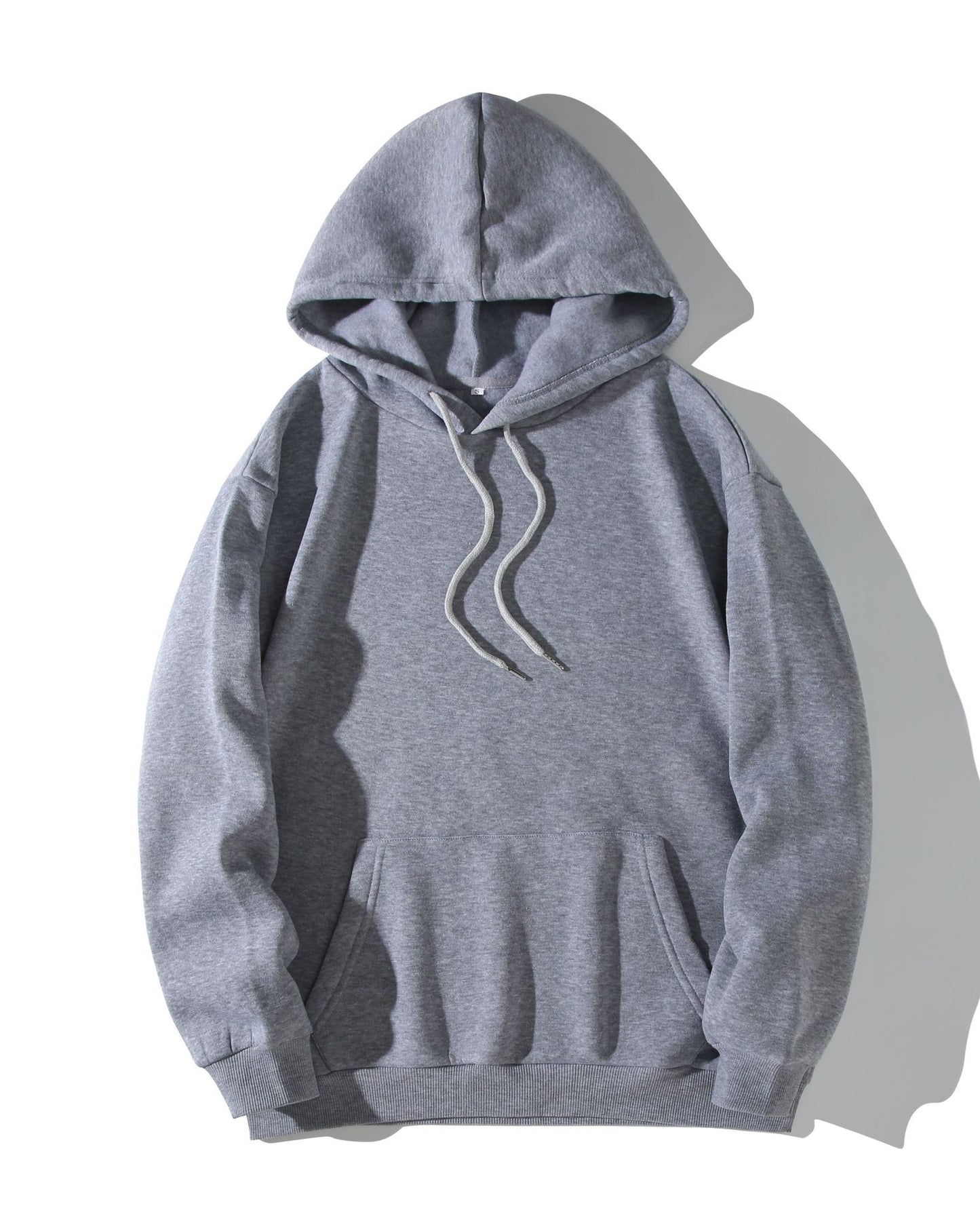 Fall plus Sized Fleece lined Hooded Sweater Hoodie Pullover Top Baggy Coat Gray