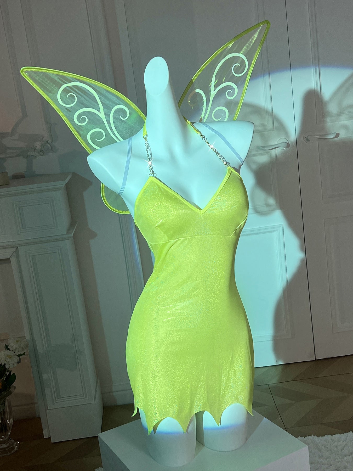 Sexy Underwear Sexy Thin Waist Sling Dress Halloween Ball Performance Costume Women Green