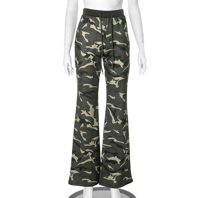 Camouflage Workwear Women Sexy High Street Summer High Waist Slimming Mop Camouflage Pants Camouflage