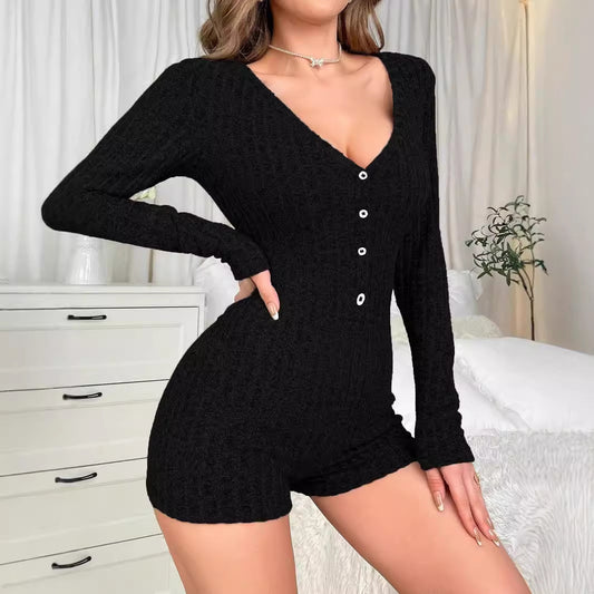 Women Clothing Sexy Home Jumpsuit Autumn Winter Comfort Casual Slim Three Point Jumpsuit