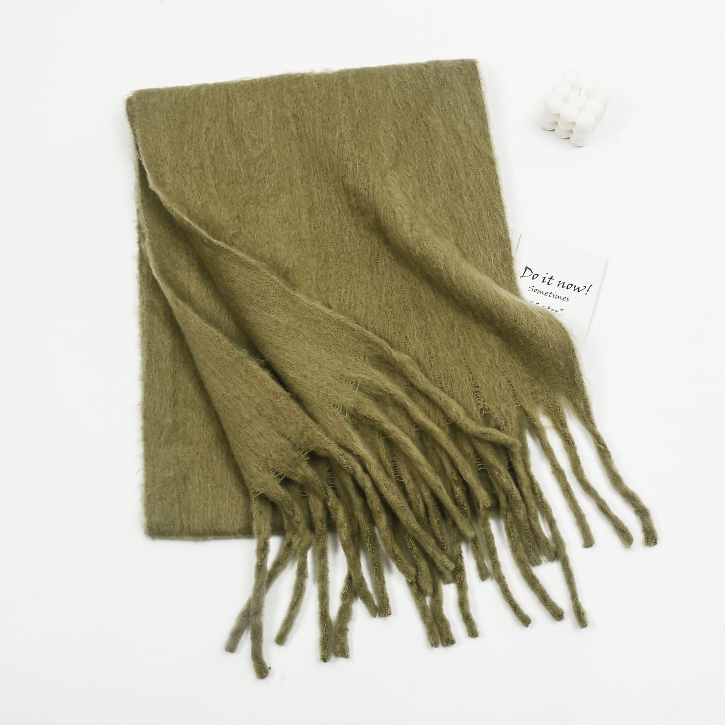 Mohair Solid Color All Matching Scarf Thickened Couple Bib Shawl One Size Army Green