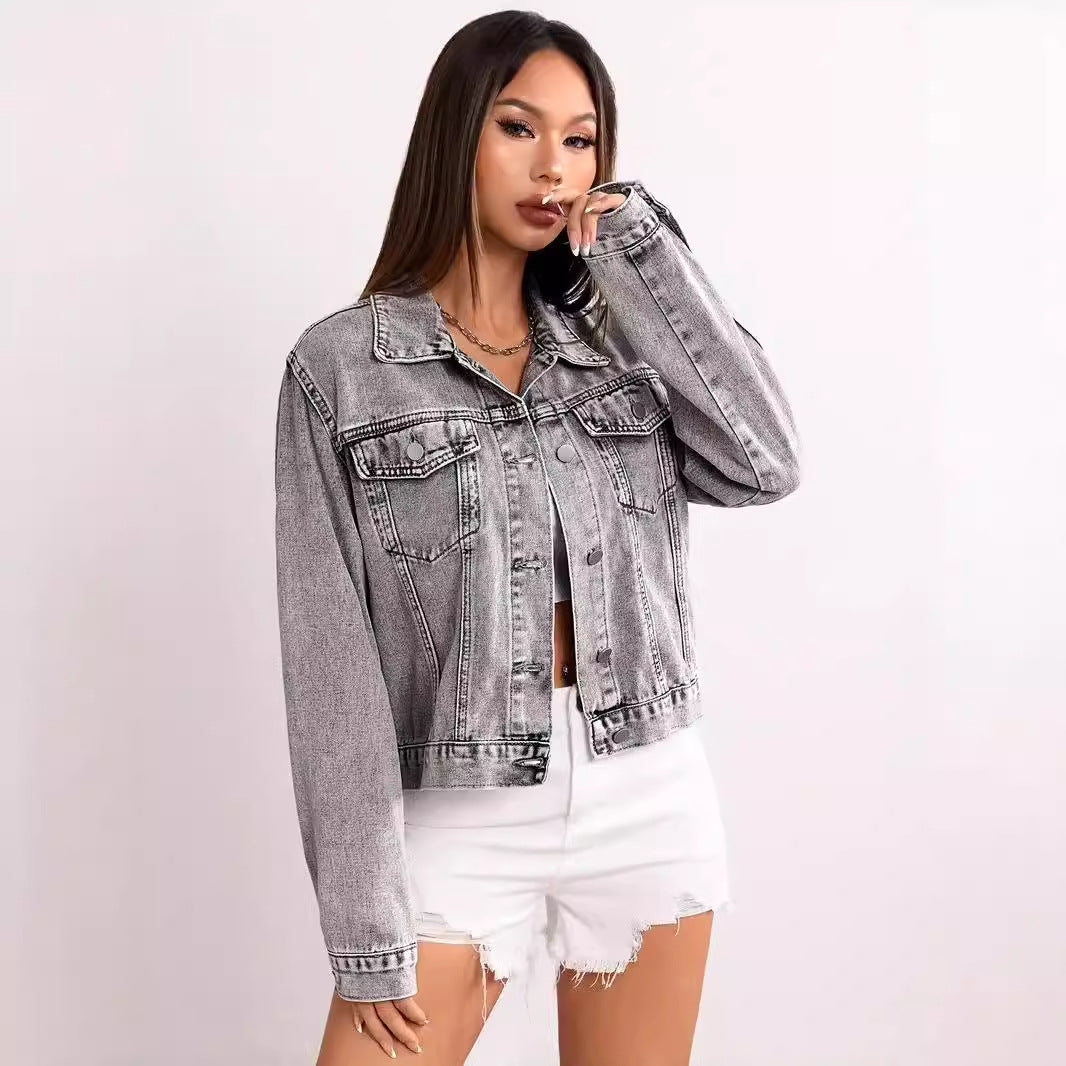 Distressed Short Denim Jacket Autumn XINGX Denim Coat Women Super All Match Top Loose