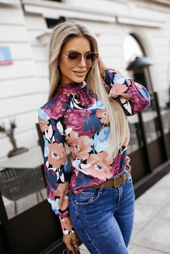 Spring Autumn Long Sleeve Top Autumn Printed Elegant Long Sleeve Blouse Top Multi