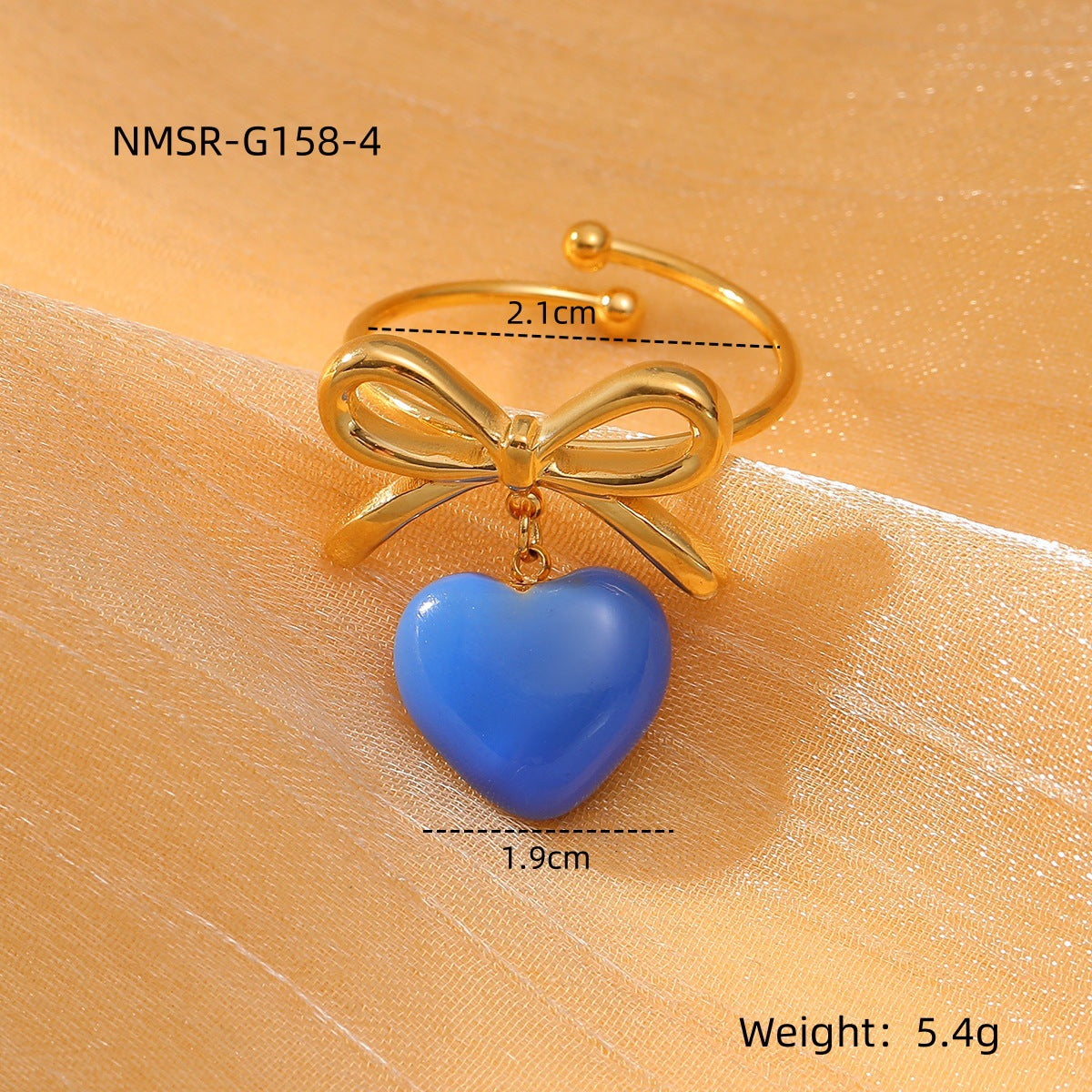 Love Titanium Steel Ring Women Affordable Luxury All Match Stainless Steel Ring One Size NMSR-G158-4 Blue